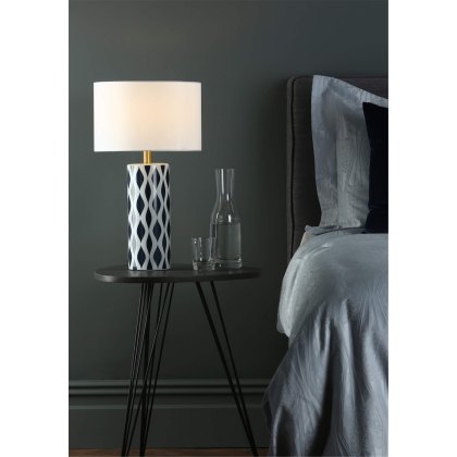 Dar - Weylin Table Lamp Blue And White Ceramic With Shade
