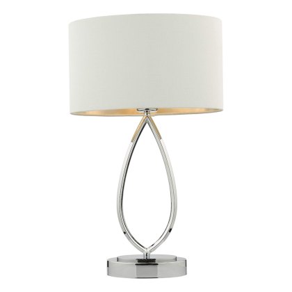 Dar - Wyatt Touch Table Lamp Polished Chrome With Shade
