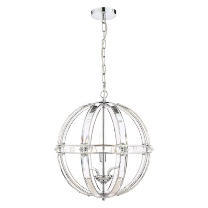 Laura Ashley - Aidan Glass Polished Chrome 3 Light Globe Chandelier