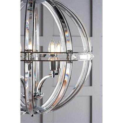 Laura Ashley - Aidan Glass Polished Chrome 3 Light Globe Chandelier