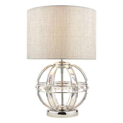 Laura Ashley - Aidan Glass Polished Chrome Globe Table Lamp with Shade