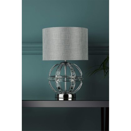 Laura Ashley - Aidan Glass Polished Chrome Globe Table Lamp with Shade
