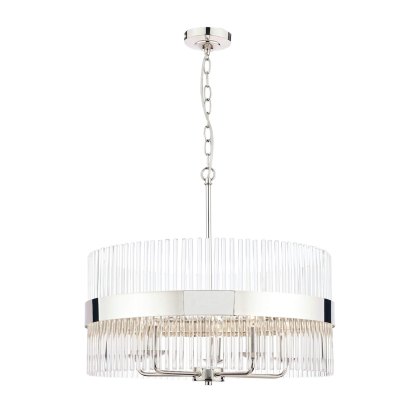 Laura Ashley - Alexa 5lt Pendant Polished Nickel Glass Rods