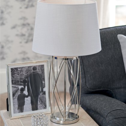 Laura Ashley - Beckworth Large Table Lamp Polished Nickel Glass Base