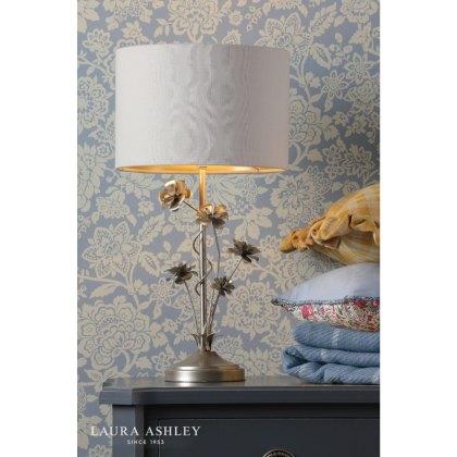 Laura Ashley - Lyndale Table Lamp Distressed Silver Leaf and Cream With Shade