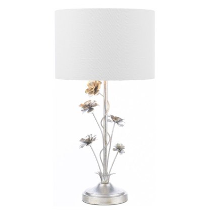 Laura Ashley - Lyndale Table Lamp Distressed Silver Leaf and Cream With Shade Laura Ashley - Lyndale Table Lamp Distressed Silver Leaf and Cream With Shade