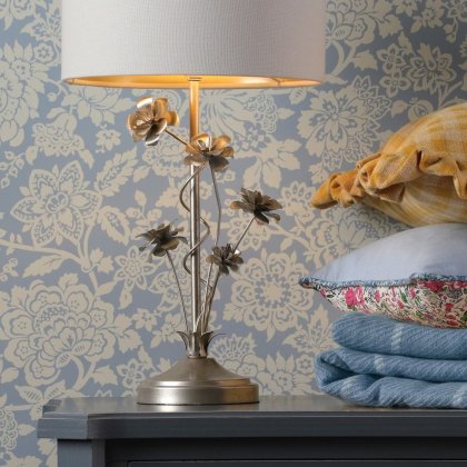 Laura Ashley - Lyndale Table Lamp Distressed Silver Leaf and Cream With Shade