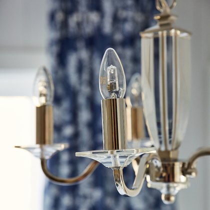 Laura Ashley - Carson 5lt Chandelier Cut Glass Antique Brass