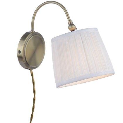Laura Ashley - Hemsley Wall Light Antique Brass and Ivory With Shade