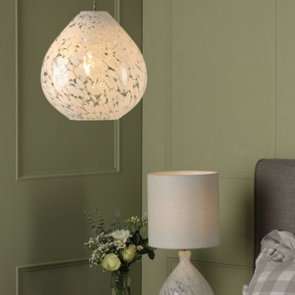 Laura Ashley - Confetti Easy Fit Pendant (White Art Glass and Polished Chrome)