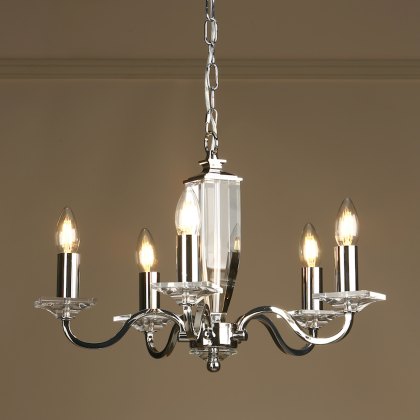 Laura Ashley - Carson 5lt Chandelier Cut Glass Polished Nickel