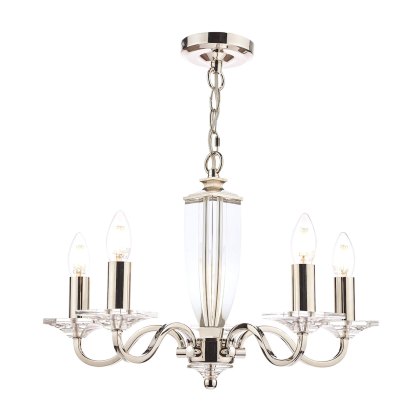 Laura Ashley - Carson 5lt Chandelier Cut Glass Polished Nickel