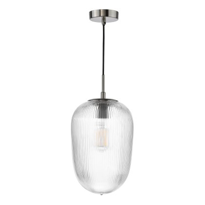 Dar - Abrielle Pendant Polished Nickel and Ribbed Glass