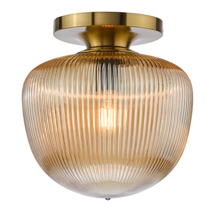 Dar - Abrielle Flush Brushed Bronze and Amber Ribbed Glass