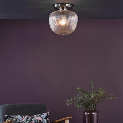 Dar - Abrielle Flush Polished Nickel and Ribbed Glass