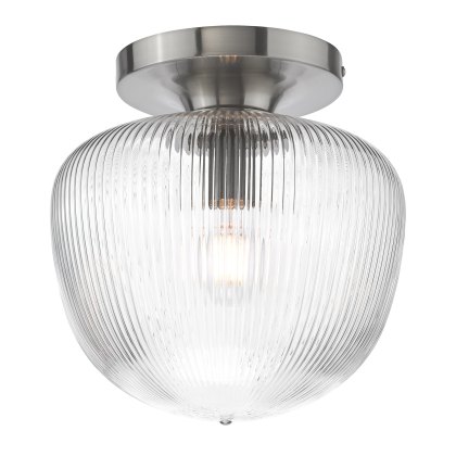 Dar - Abrielle Flush Polished Nickel and Ribbed Glass