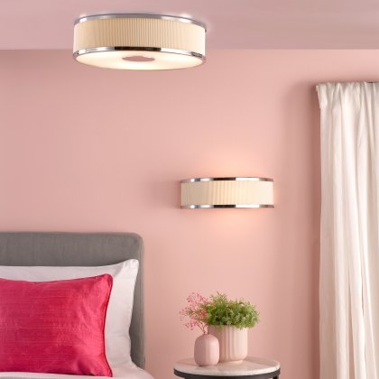 Dar - Alvaro 3 Light Flush Polished Chrome With Ivory shade