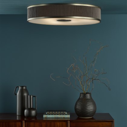 Dar - Alvaro 6 Light Flush Antique Bronze With Brown Shade