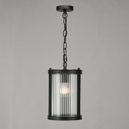 Dar - Bianka Pendant Matt Black and Ribbed Glass