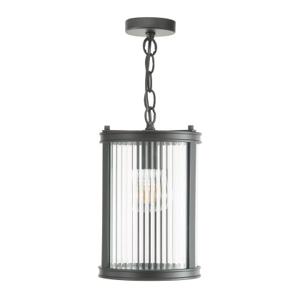 Dar - Bianka Pendant Matt Black and Ribbed Glass