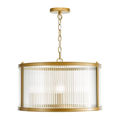 Dar - Bianka 3 Light Pendant Bronze and Ribbed Glass