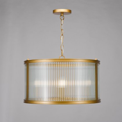 Dar - Bianka 3 Light Pendant Bronze and Ribbed Glass