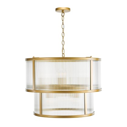 Dar - Bianka 6 Light Pendant Bronze and Ribbed Glass