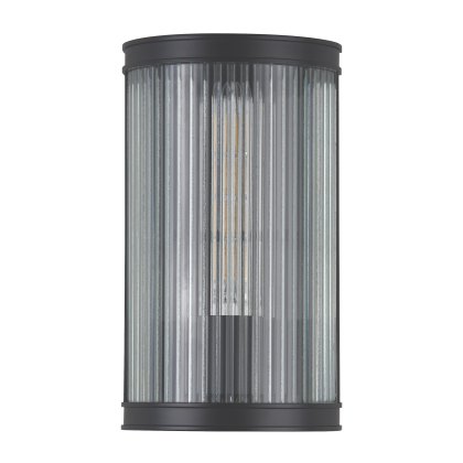 Dar - Bianka Wall Light Matt Black and Ribbed Glass