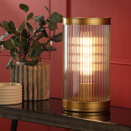 Dar - Bianka Table Lamp Bronze and Ribbed Glass