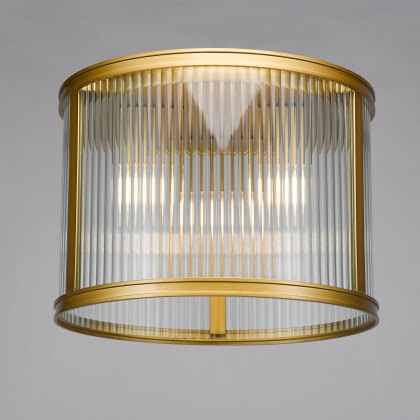 Dar - Bianka 3 Light Flush Bronze and Ribbed Glass