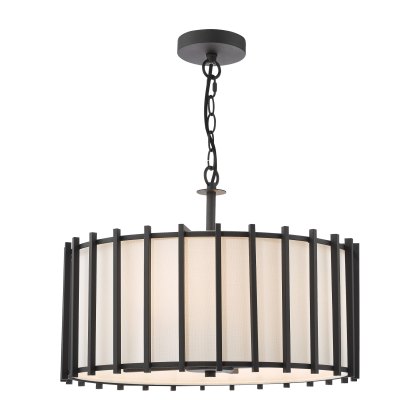 Dar - Cagliari 4 Light Armed Pendant Matt Black and Ivory