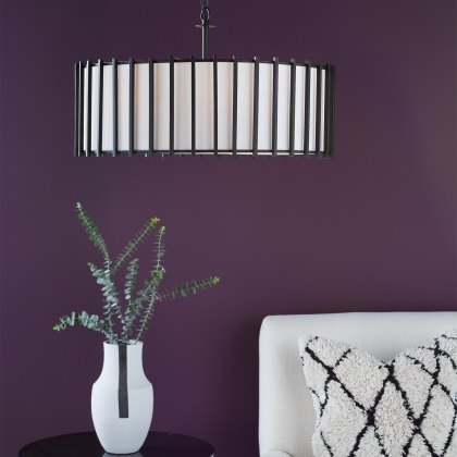 Dar - Cagliari 8 Light Armed Pendant Matt Black and Ivory
