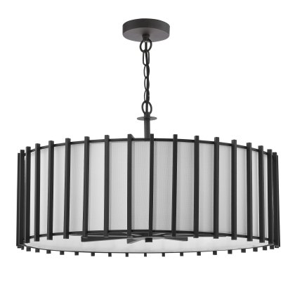 Dar - Cagliari 8 Light Armed Pendant Matt Black and Ivory