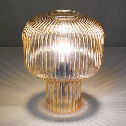 Dar - Demarius Table Lamp Amber Ribbed Glass