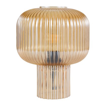 Dar - Demarius Table Lamp Amber Ribbed Glass