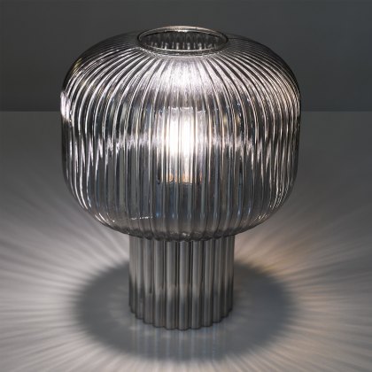 Dar - Demarius Table Lamp Smoked Ribbed Glass