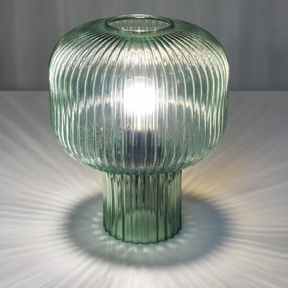 Dar - Demarius Table Lamp Green Ribbed Glass
