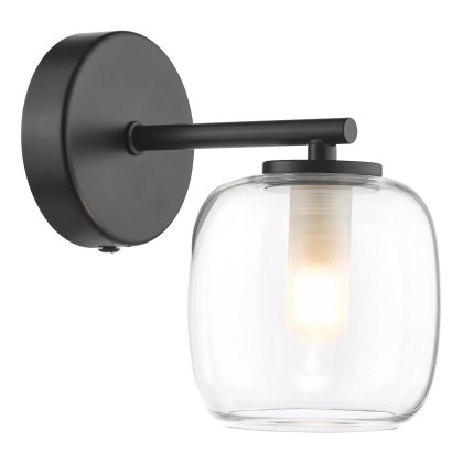 Dar - Edaline Wall Light Matt Black and Glass IP44