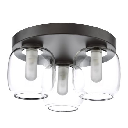 Dar - Edaline 3 Light Semi-Flush Matt Black and Glass IP44
