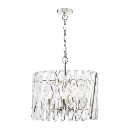 Dar - Entwine 6 Light Pendant Polished Nickel and Crystal