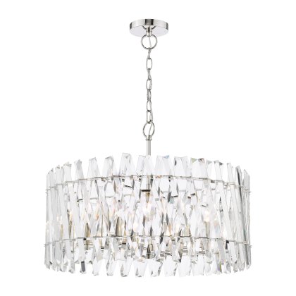 Dar - Entwine 8 Light Pendant Polished Nickel and Crystal