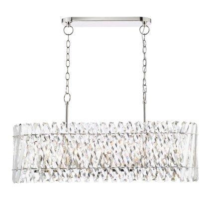 Dar - Entwine 10 Light Bar Pendant Polished Nickel and Crystal