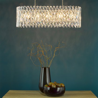 Dar - Entwine 10 Light Bar Pendant Polished Nickel and Crystal