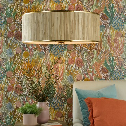 Dar - Fenella 8 Light Pendant Gold Leaf and Seagrass Shade