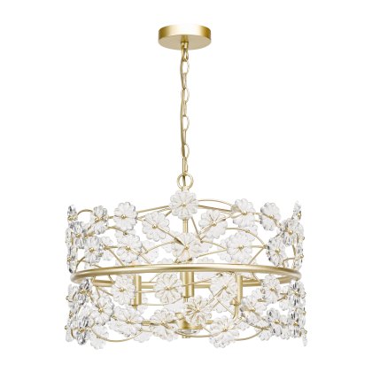 Dar - Fonda 3 Light Pendant Satin Gold and Glass