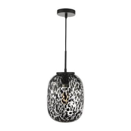 Dar - Gethin Pendant Matt Black Glass and Black Confetti Glass