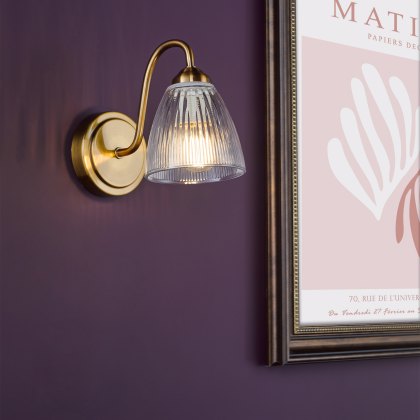 Dar - Glynis Wall Light Antique Bronze and Ribbed Glass