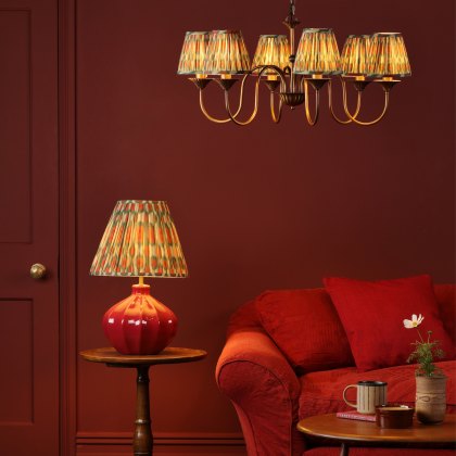 Dar - Ikat Red Cotton Tapered drum Shade and Green (35cm)