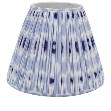 Dar - Ikat Blue Cotton Tapered Drum Shade and White (40cm)