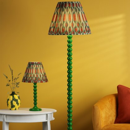 Dar - Ikat Red Cotton Tapered Drum Shade and Green (40cm)